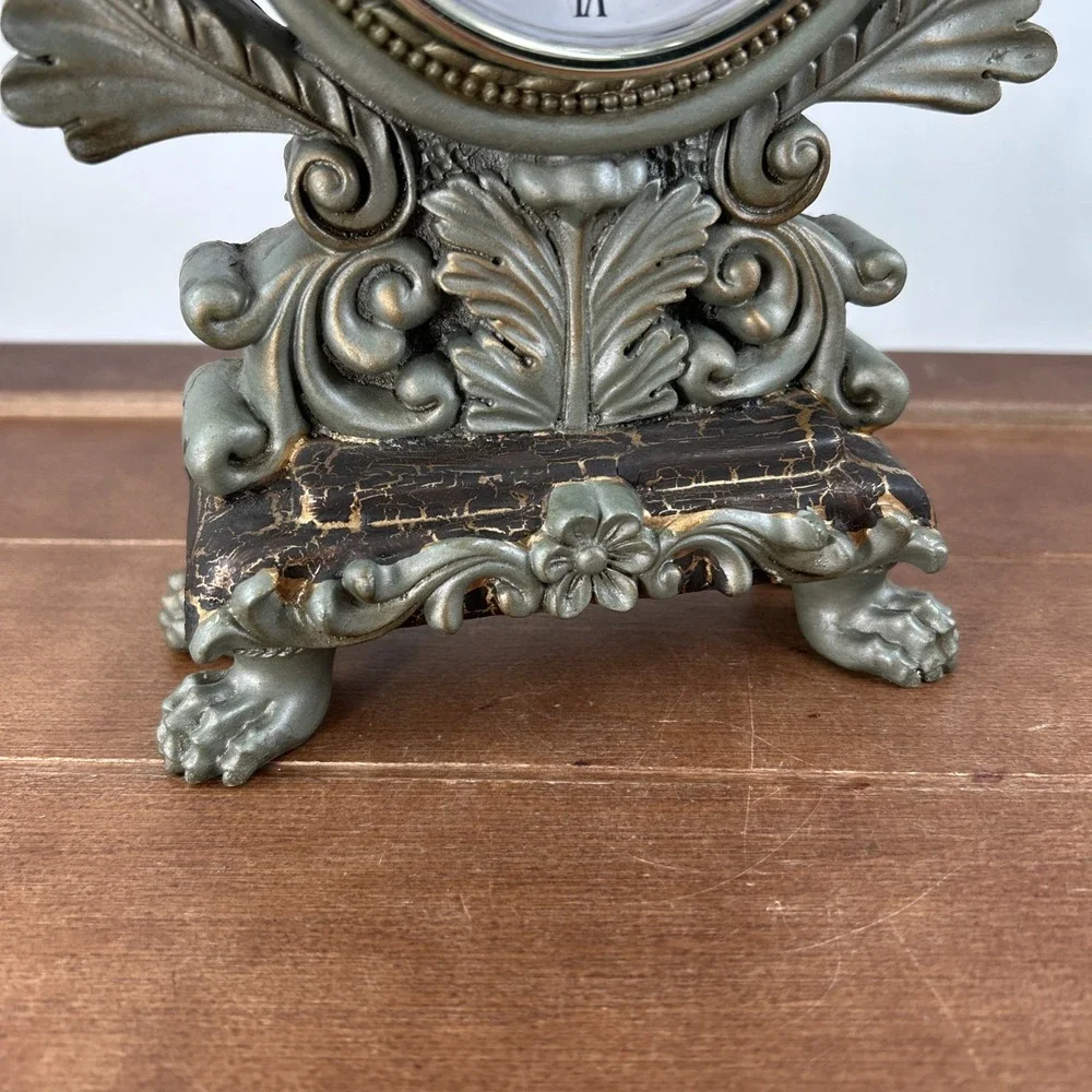Vintage Ornate Resin Mantel Clock 10